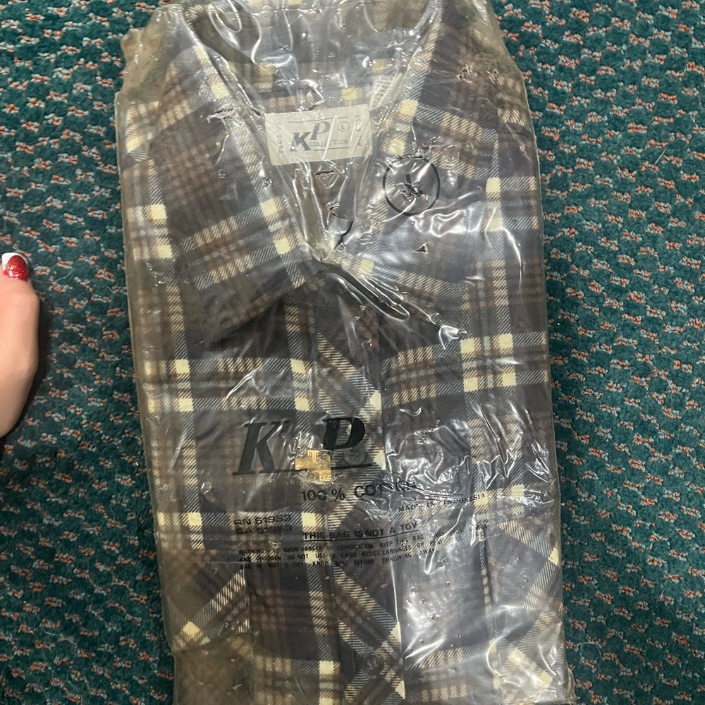 K-DEER Men's Plaid Shirt - Black and Cream